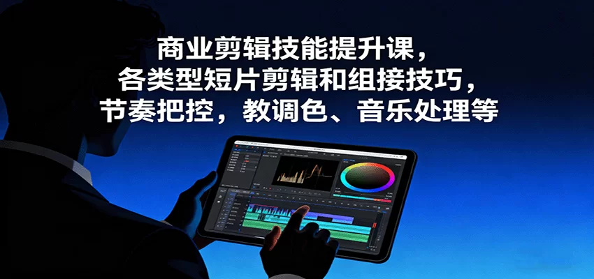 商业剪辑技能提升课，各类型短片剪辑和组接技巧，节奏把控，教调色、音乐处理等-小二项目网