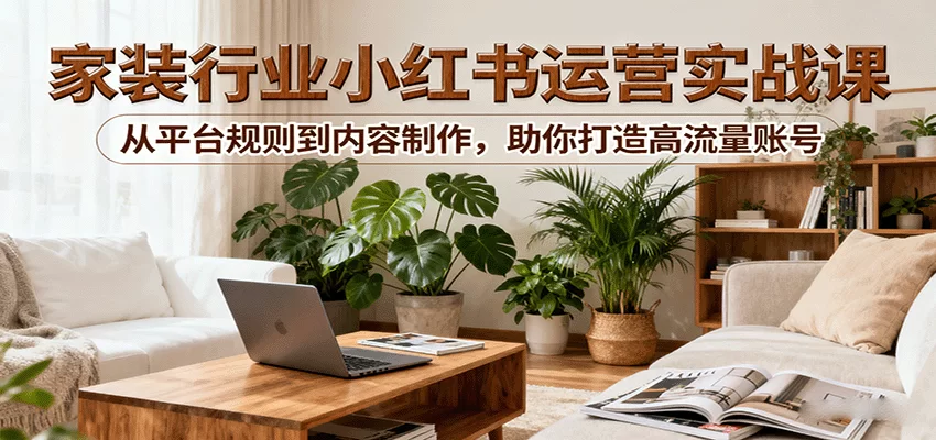 小红书家装行业运营实战课：从平台规则到内容制作，助你打造高流量账号-小二项目网