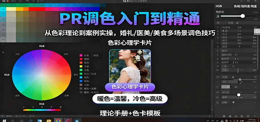 PR调色入门到精通：从色彩理论到案例实操，婚礼/医美/美食多场景调色技巧-小二项目网
