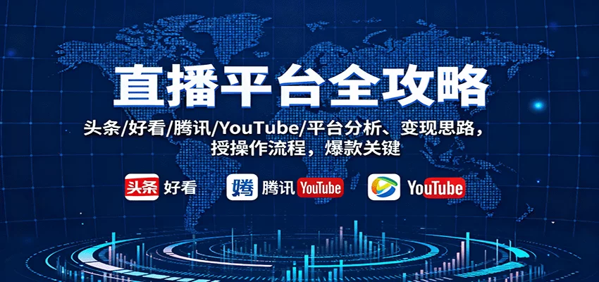 直播平台全攻略：头条/好看/腾讯/YouTube/平台分析、变现思路，授操作流程，爆款关键-小二项目网