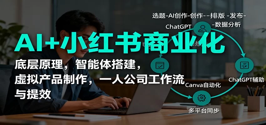 AI+小红书商业化，底层原理，智能体搭建，虚拟产品制作，一人公司工作流与提效-小二项目网