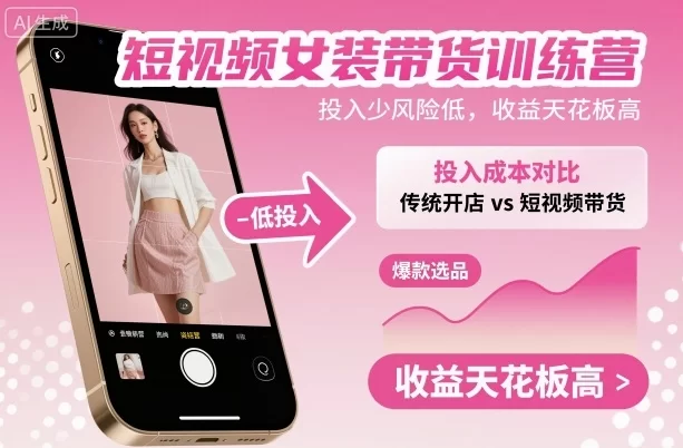 短视频女装带货训练营，投入少风险低，收益天花板高-小二项目网