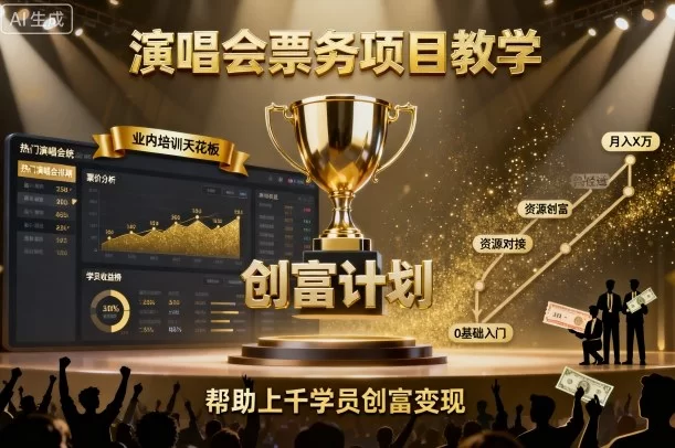 演唱会票务项目教学，业内培训天花板，帮助上千学员创富变现-小二项目网