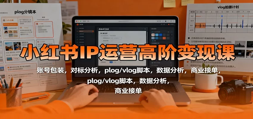 小红书IP运营高阶变现课：账号包装，对标分析，plog/vlog脚本，数据分析，商业接单-小二项目网