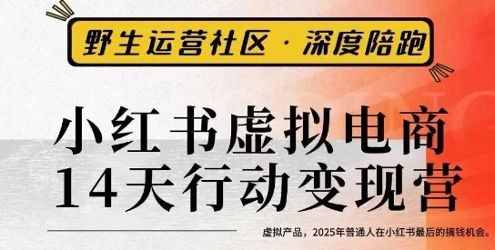 小红书虚拟电商14天变现训练营3.0，​虚拟产品，2025年普通人在小红书最后的搞钱机会-小二项目网