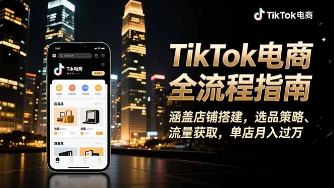 （16524期）TikTok电商全流程指南，涵盖店铺搭建、选品策略、流量获取，单店月入过万-小二项目网