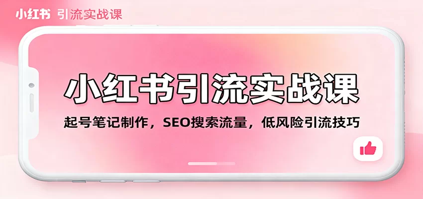 小红书引流实战课：起号笔记制作，SEO搜索流量，低风险引流技巧-小二项目网
