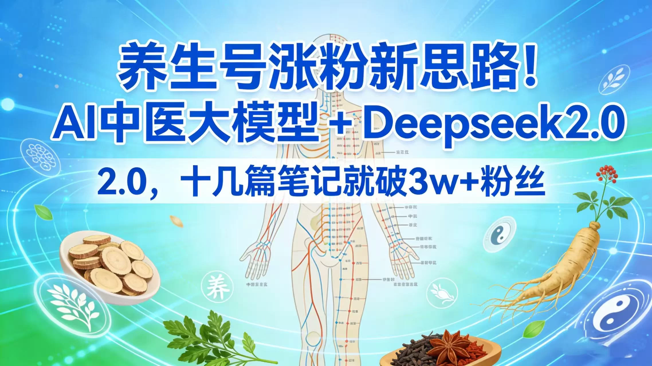 养生号涨粉新思路！AI 中医大模型 + Deepseek 2.0，十几篇笔记就破 3w + 粉丝-小二项目网