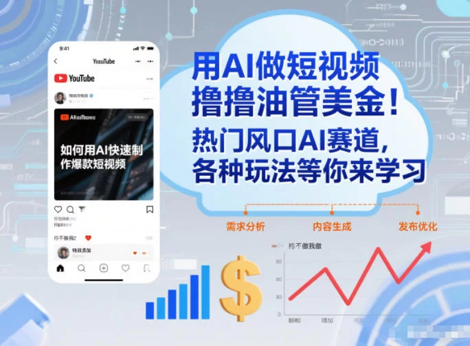 用AI做短视频撸油管美金，热门风口AI赛道，你不做我做，各种玩法等你来学习-小二项目网