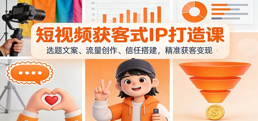 短视频获客式IP打造课：选题文案、流量创作、信任搭建，精准获客变现-小二项目网