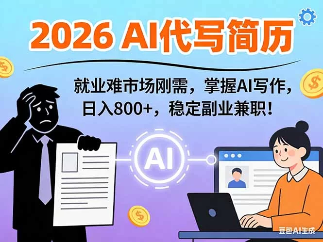 （17119期）AI代写简历，超暴利，用万能模板月入1-3万实战教程，2026年市场刚需！-小二项目网