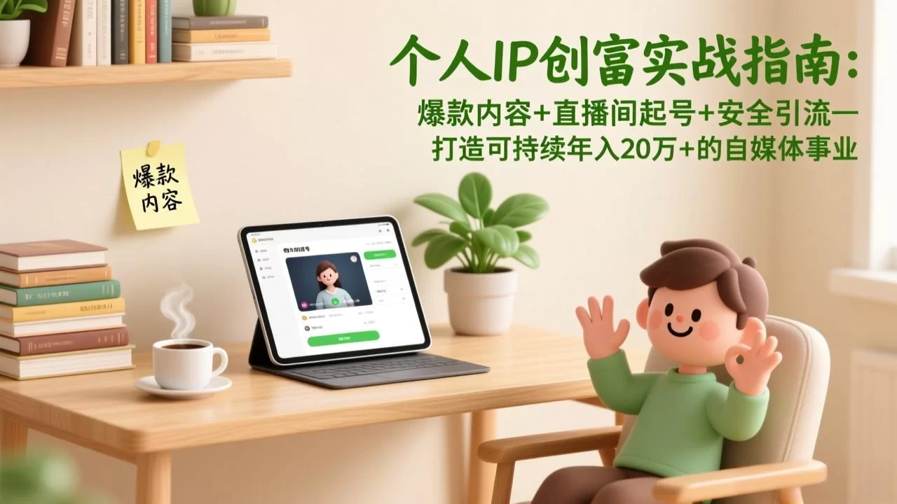 （17217期）个人IP创富实战指南：爆款内容+直播间起号+安全引流，打造可持续年入20万+的自媒体事业-小二项目网