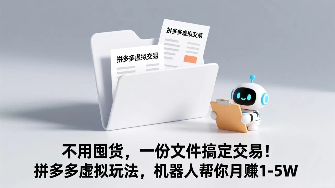 （17265期）不用囤货，一份文件搞定交易！拼多多虚拟玩法，机器人帮你月赚 1-5W-小二项目网