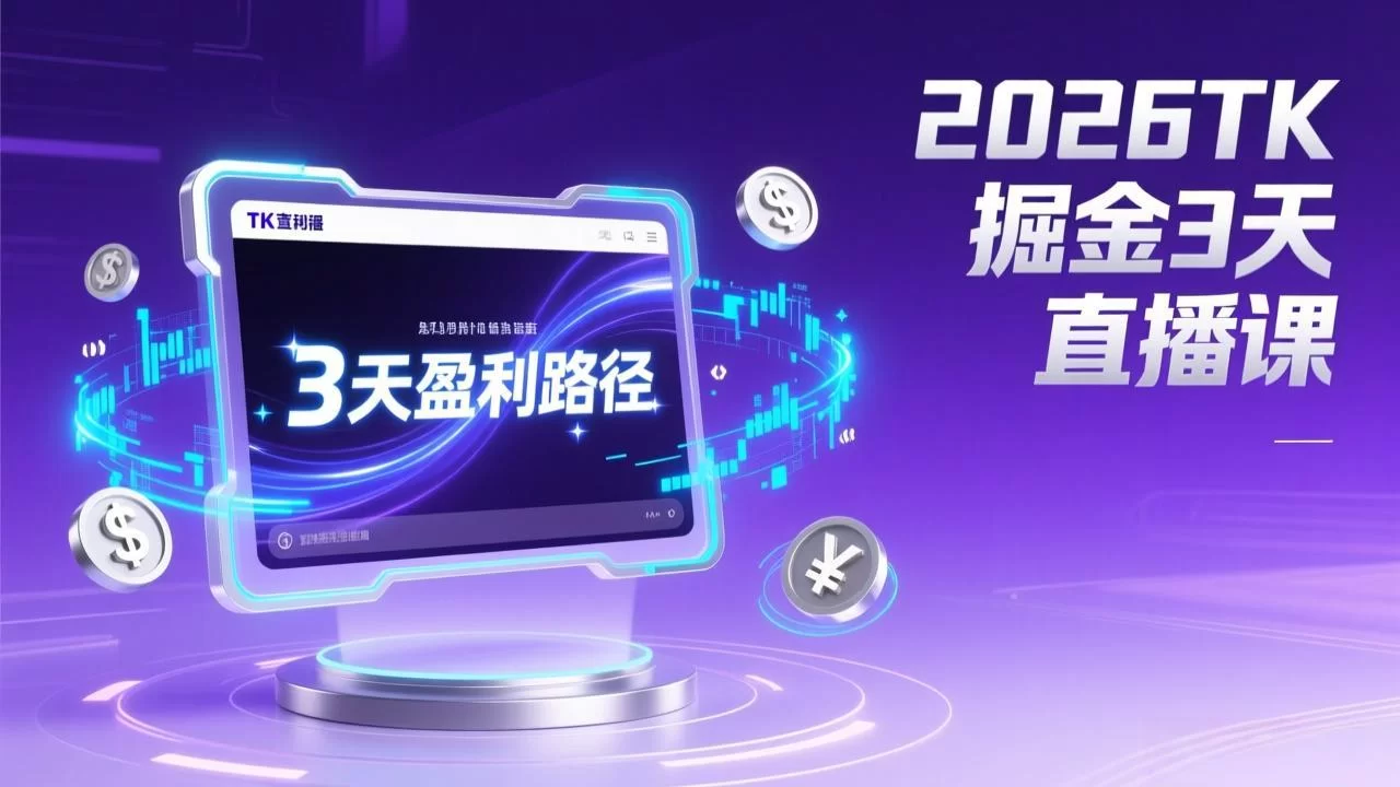 （17147期）2026TK掘金直播课，起号涨粉+直播带货+商单变现+3天打通盈利路径，月入过万美金-小二项目网
