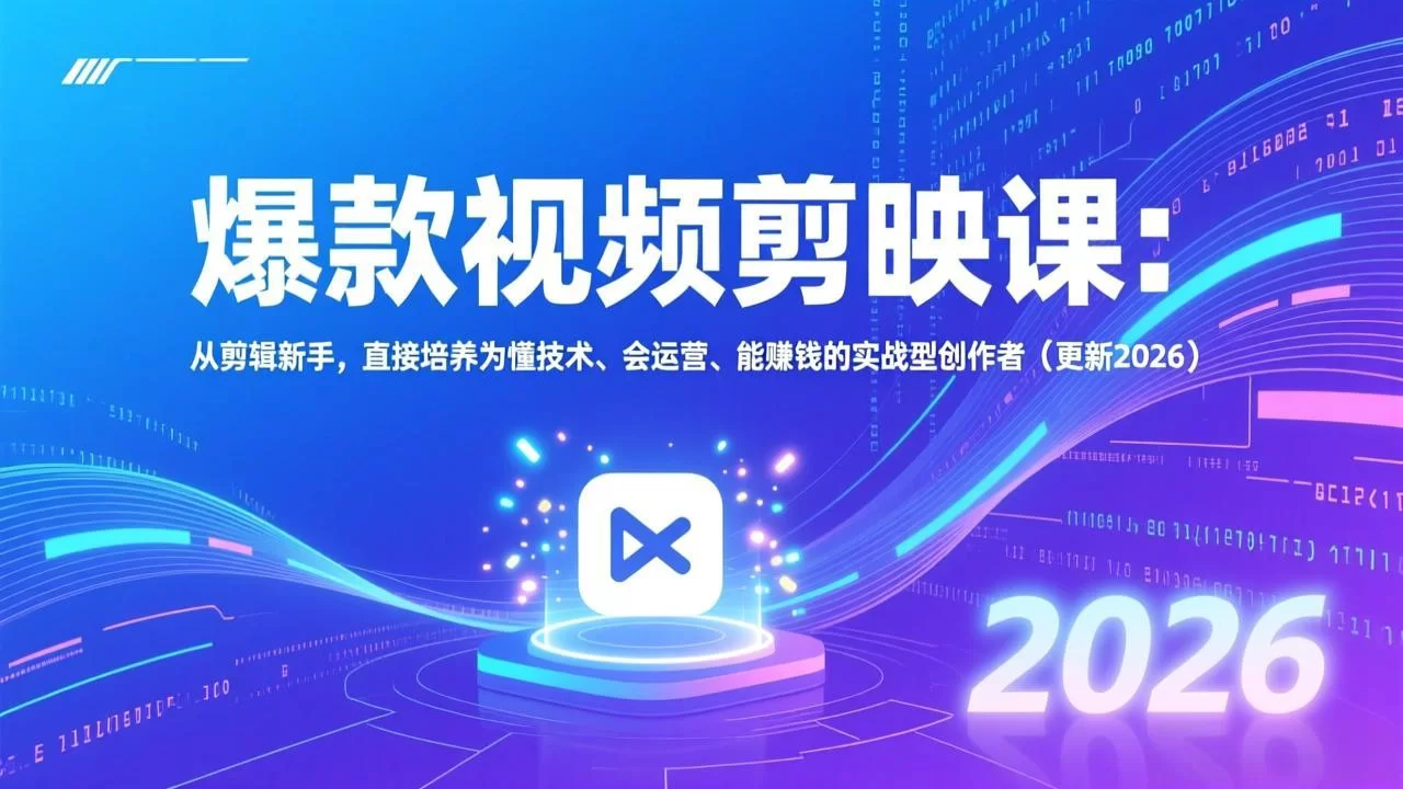 （17232期）爆款视频剪映课：从剪辑新手，直接培养为懂技术、会运营、能赚钱的实战型创作者（更新2026）-小二项目网