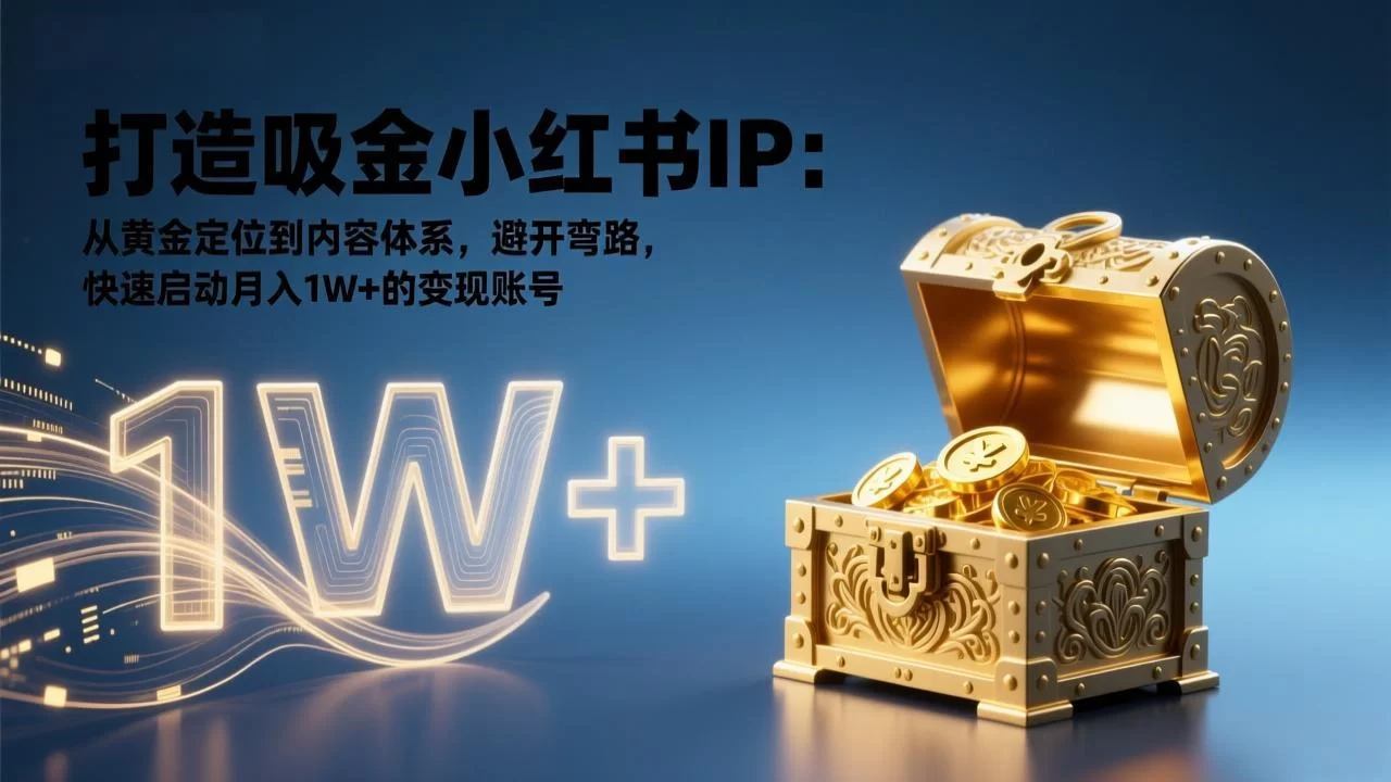 （17227期）打造吸金小红书IP：从黄金定位到内容体系，避开弯路，快速启动月入1W+的变现账号-小二项目网