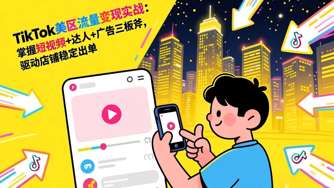 （17244期）TikTok美区流量变现实战：掌握短视频+达人+广告三板斧，驱动店铺稳定出单-小二项目网