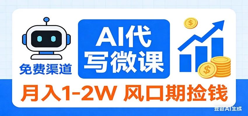 2026告别打工！AI 代写微课，提供免费渠道，月入 1-2W 风口期捡钱-小二项目网