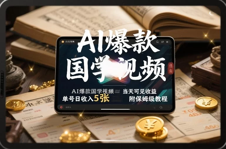 AI爆款国学视频，独家起号方法，小白直接上手，当天可见收益，单号日收入5张+附保姆级教程-小二项目网