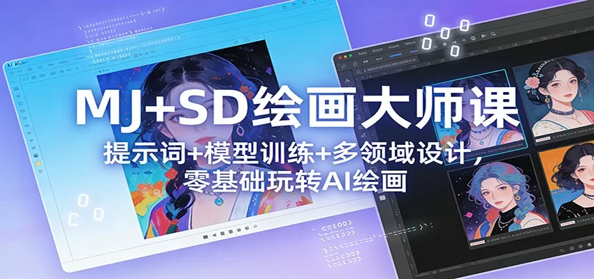 MJ+SD绘画大师课：提示词+ 模型训练+多领域设计，零基础玩转AI绘画-小二项目网