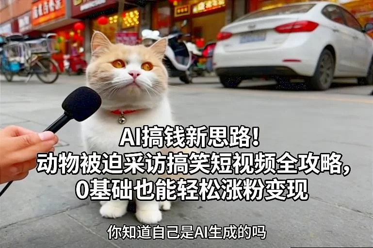AI搞钱新思路！动物被迫采访搞笑短视频全攻略，0基础也能轻松涨粉变现-小二项目网