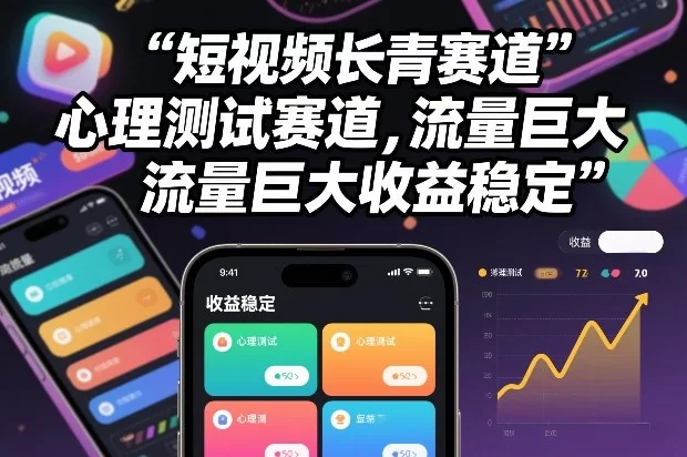 短视频长青赛道，心里测试赛道，流量巨大，收益稳定-小二项目网
