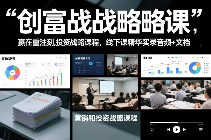 创富战略课，赢在重注时刻，营销和投资战略课程，线下课精华实录音频+文档-小二项目网