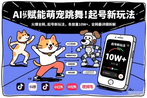 AI赋能萌宠跳舞，火爆全网，起号新玩法，条条播放量10W+，全网最详细拆解-小二项目网
