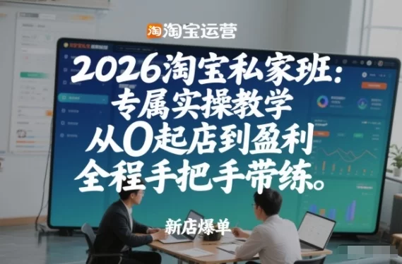 2026淘宝私家班：专属实操教学，从0起店到盈利，全程手把手带练-小二项目网