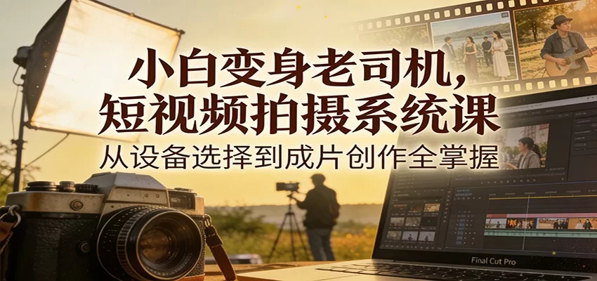 小白变身老司机，短视频拍摄系统课，从设备选择到成片创作全掌握-小二项目网