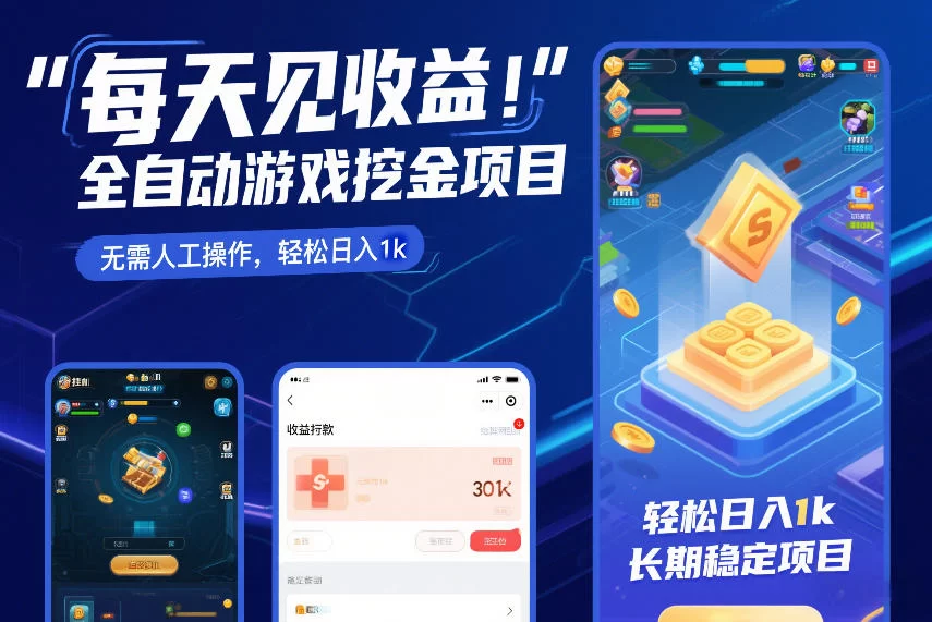 每天见收益，全自动游戏挖金项目，无需人工操作，轻松日入1k，长期稳定项目【揭秘】-小二项目网