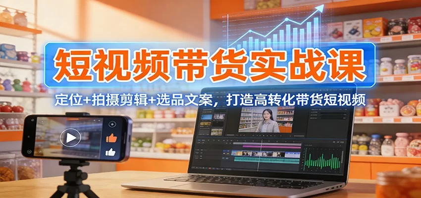 短视频带货实战课：定位+拍摄剪辑+选品文案，打造高转化带货短视频-小二项目网