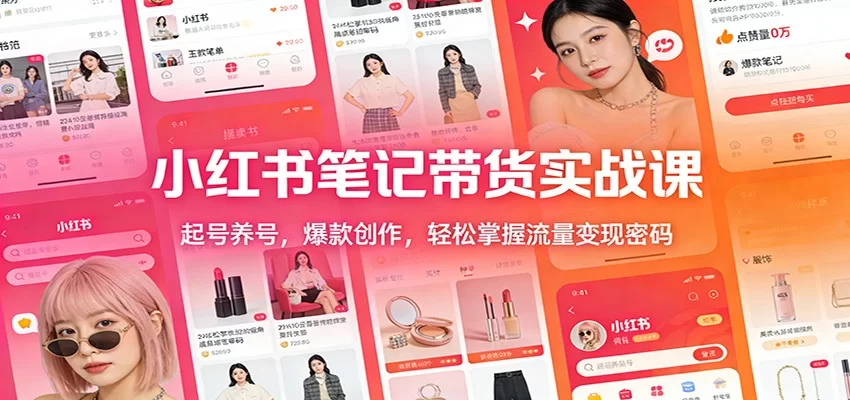 小红书笔记带货实战课：起号养号，爆款创作，轻松掌握流量变现密码-小二项目网