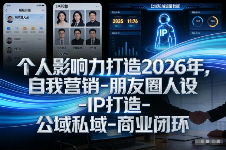 个人影响力打造2026年，自我营销-朋友圈人设-IP打造-公域私域-商业闭环-小二项目网