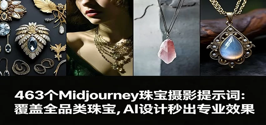 463个Midjourney珠宝摄影提示词：覆盖全品类珠宝，AI设计秒出专业效果-小二项目网