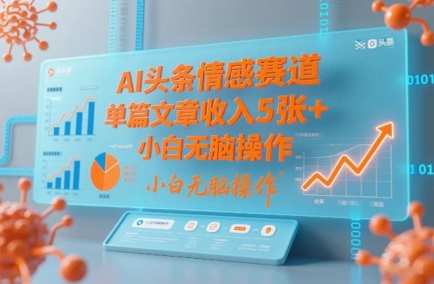 AI头条情感赛道，单篇文章收入5张+，小白无脑操作-小二项目网