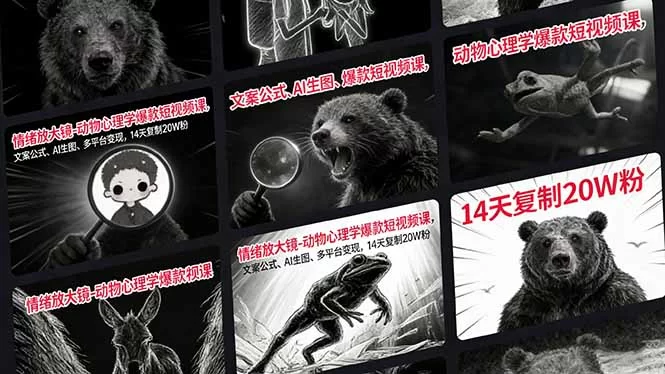 （17376期）情绪放大镜-动物心理学爆款短视频课，文案公式、AI生图、多平台变现，14天复制20W粉-小二项目网