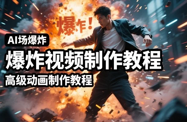 AI场景爆炸视频制作教程，利用人物实拍视频制作出高级的动画特效-小二项目网