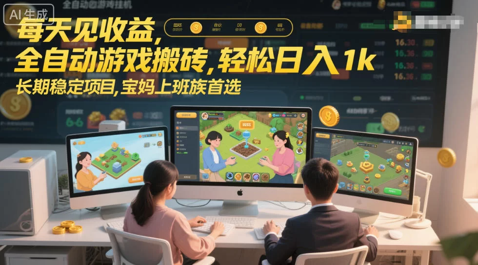 每天见收益，全自动游戏搬砖，轻松日入1k，长期稳定项目，宝妈上班族首选【揭秘】-小二项目网