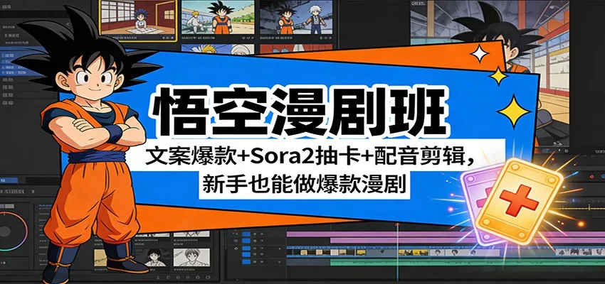 悟空漫剧班：文案爆款+Sora2抽卡+配音剪辑，新手也能做爆款漫剧-小二项目网