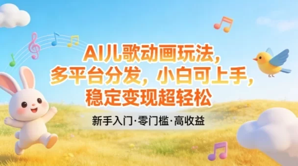 AI儿歌动画玩法，多平台分发，小白可上手，稳定变现超轻松-小二项目网