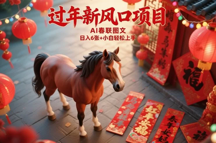 过年新风口项目，用ai春联图文，日入6张+小白轻松上手【揭秘】-小二项目网