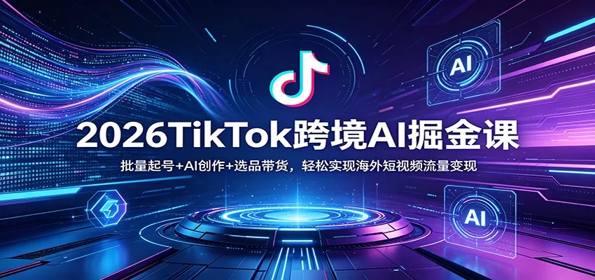 2026TikTok跨境AI掘金课：批量起号+AI创作+选品带货，轻松实现海外短视频流量变现-小二项目网