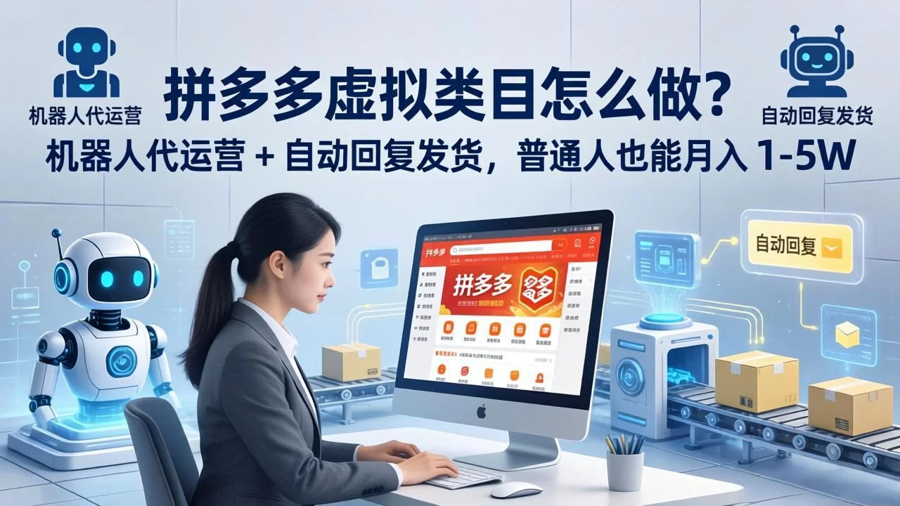 （18111期）拼多多虚拟类目怎么做？机器人代运营 + 自动回复发货，普通人也能月入 1-5W-小二项目网