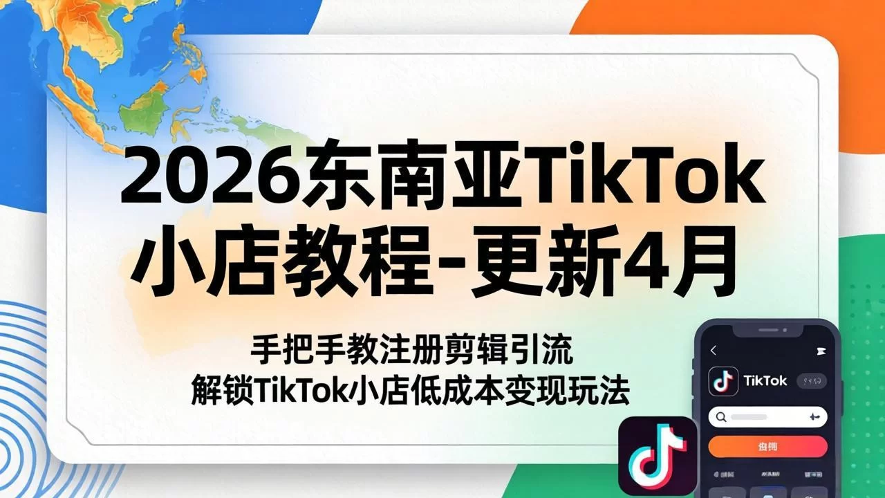 （18180期）2026东南亚TikTok小店教程-更新4月，手把手教注册剪辑引流，解锁TikTok小店低成本变现玩法-小二项目网