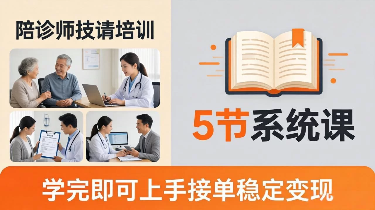 （18116期）想做陪诊师不知从何下手？5节系统课教你掌握核心技能，学完即可上手接单稳定变现-小二项目网