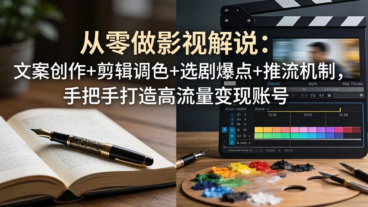 （17972期）从零做影视解说：文案创作+剪辑调色+选剧爆点+推流机制，手把手打造高流量变现账号-小二项目网