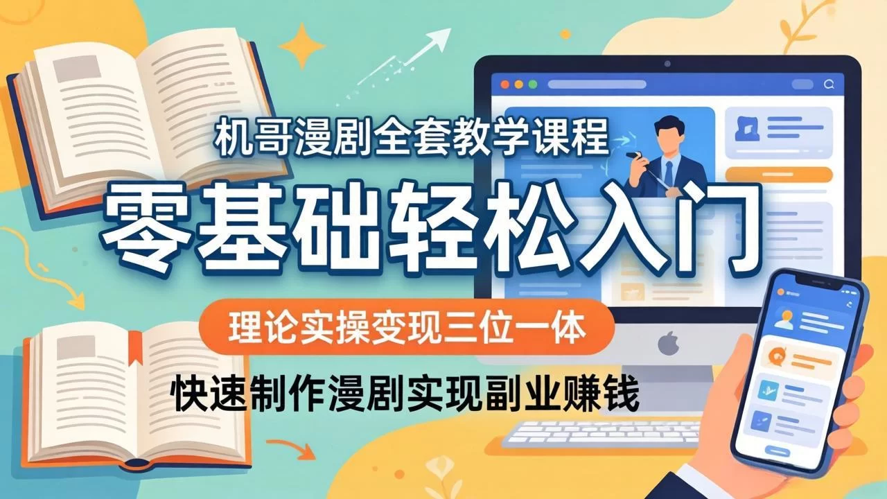 （18168期）机哥漫剧全套教学课程，理论实操变现三位一体，零基础轻松入门，快速制作漫剧实现副业赚钱-小二项目网