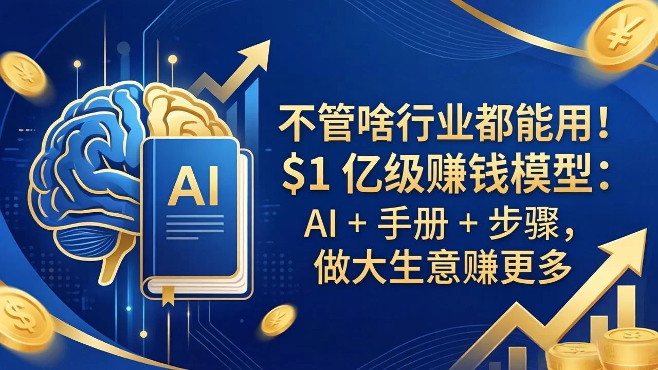 （18055期）不管啥行业都能用！$1 亿级赚钱模型：AI + 手册 + 步骤，做大生意赚更多-小二项目网