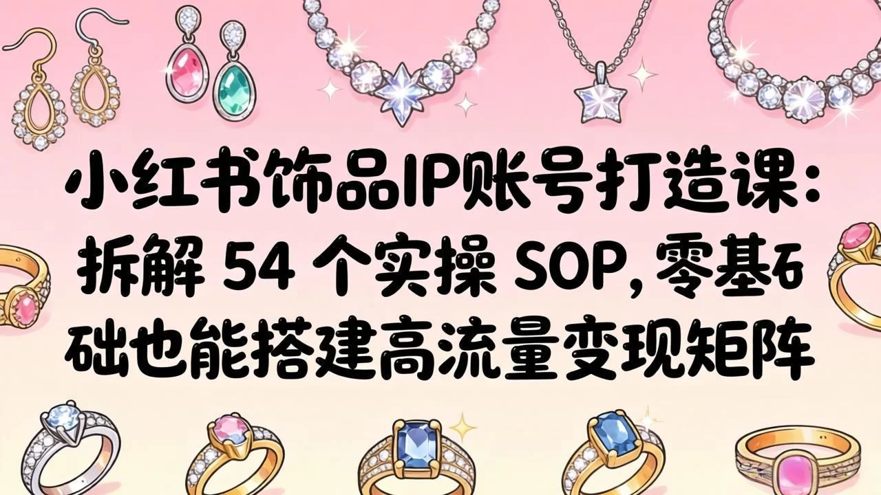 （18101期）小红书饰品IP账号打造课：拆解 54 个实操 SOP，零基础也能搭建高流量变现矩阵-小二项目网